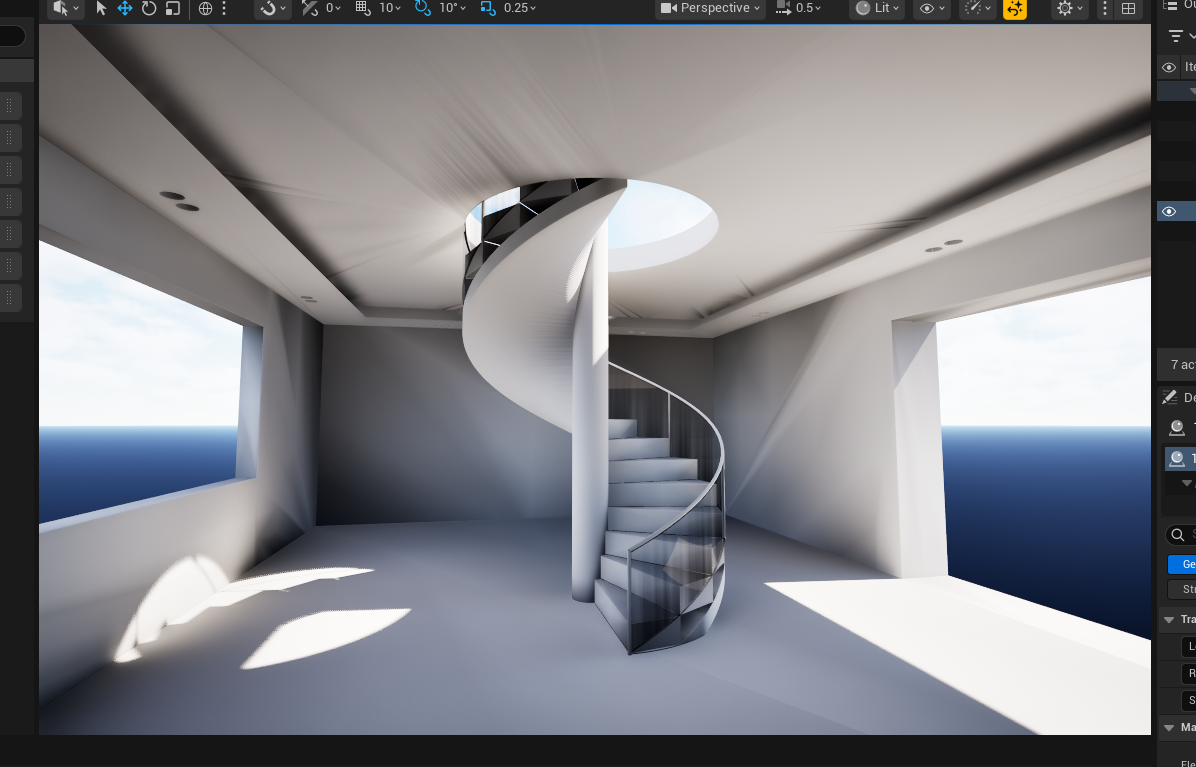 Architectural interior generated and edited with PlanTo3D in Unreal Engine